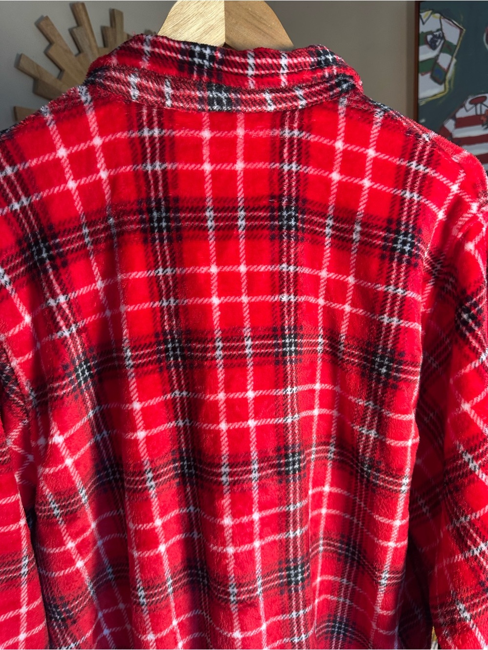 PINK Victoria's Secret Red Plaid Fleece Button-Front Shirt - Picture 4 of 4